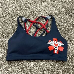 Born primitive XS sports bra - first responder nurse RN medical red white & blue